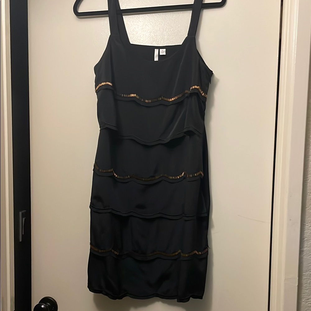 LC Lauren Conrad Black Tiered Ruffled Mini Dress